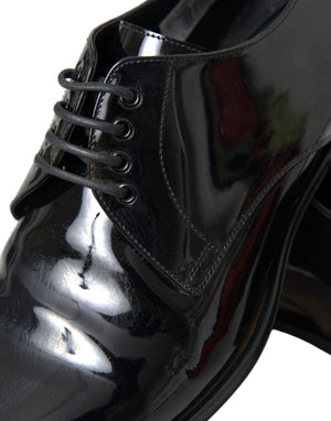 Schwarze Lackleder Derby-Schuhe für formelle Anlässe