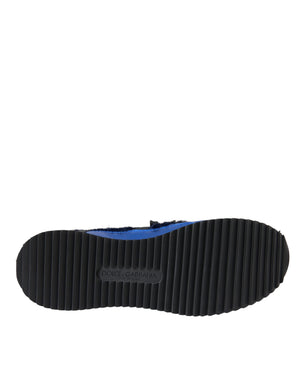 Blau Schwarz Kalb Haar Leder Turnschuhe Schuhe