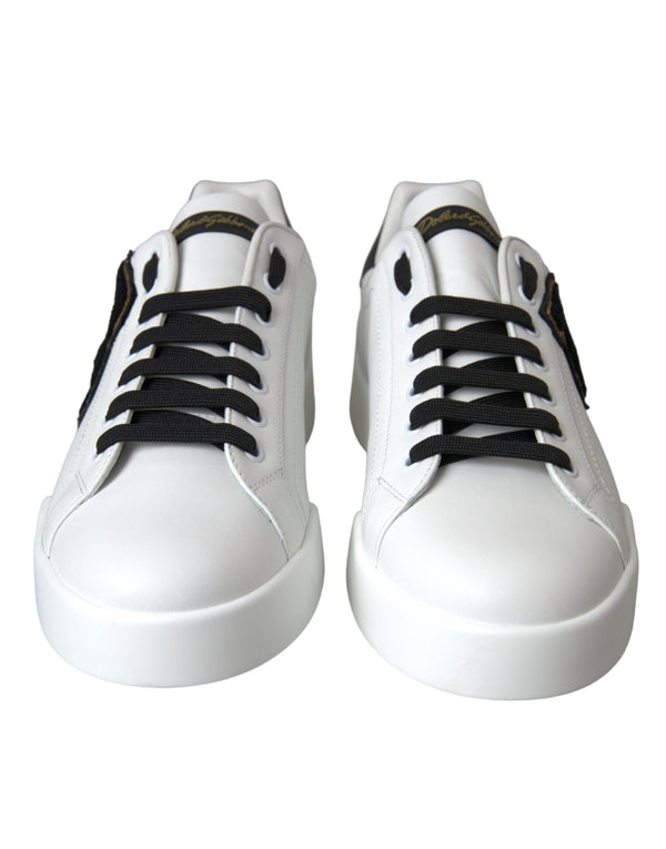 Weißes Leder DG Logo Casual Low Top Sneakers Schuhe