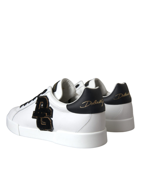 Weißes Leder DG Logo Casual Low Top Sneakers Schuhe