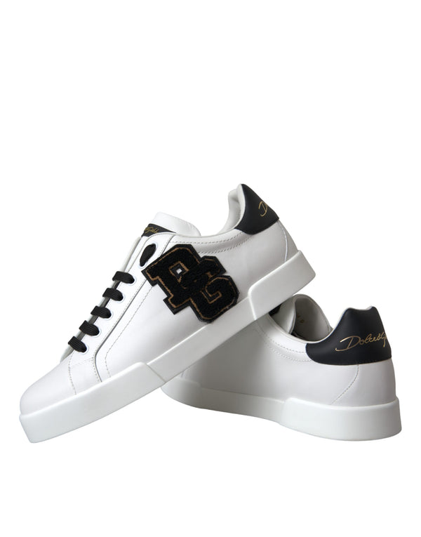 Weißes Leder DG Logo Casual Low Top Sneakers Schuhe