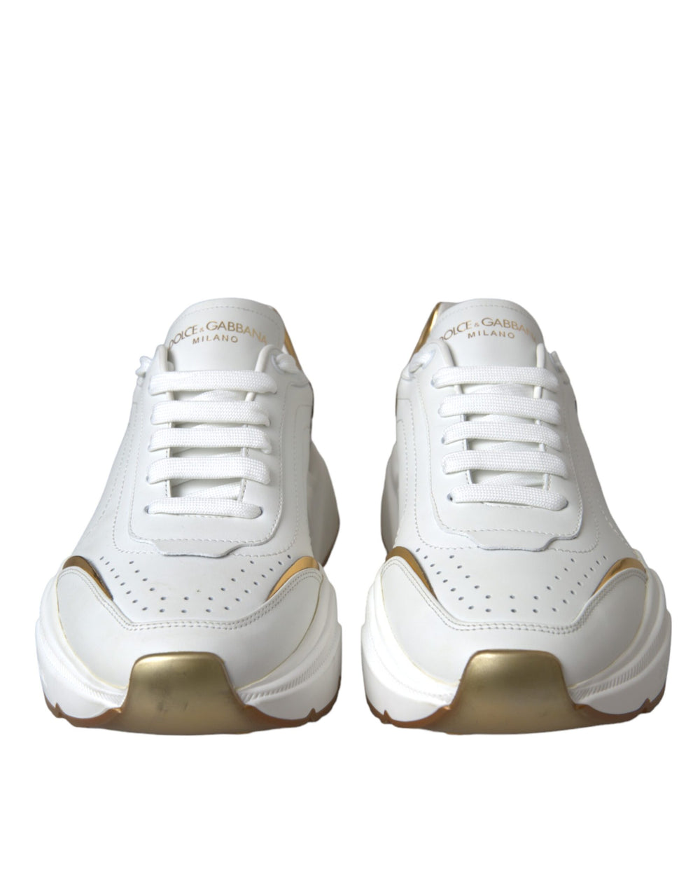 Weiß Gold DAYMASTER Leder Turnschuhe Schuhe