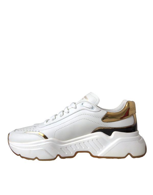 Weiß Gold DAYMASTER Leder Turnschuhe Schuhe