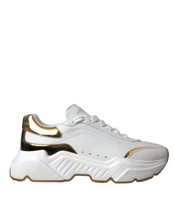 Weiß Gold DAYMASTER Leder Turnschuhe Schuhe