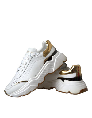 Weiß Gold DAYMASTER Leder Turnschuhe Schuhe