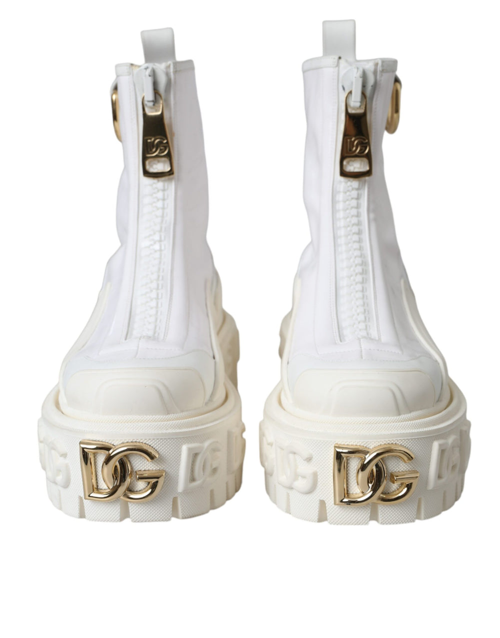 Weiße Leder Gummistiefel Logo Schuhe
