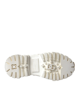 Weiße Leder Gummistiefel Logo Schuhe