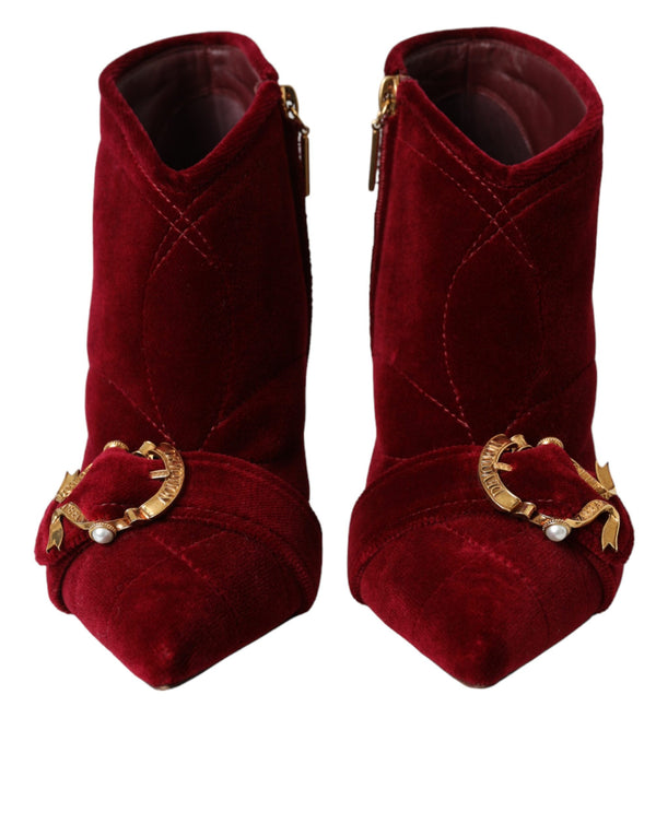 Dunkelroter Samt Devotion Schnalle Stiefel Schuhe