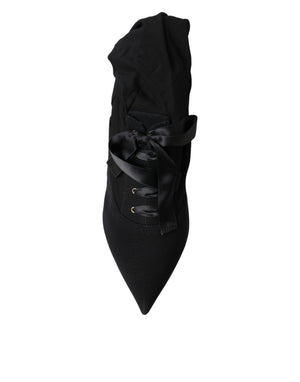 Schwarz Stiletto Heels Mid Calf Stiefel Schuhe