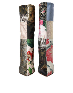 Multicolor Patchwork Print Absatzstiefel Schuhe