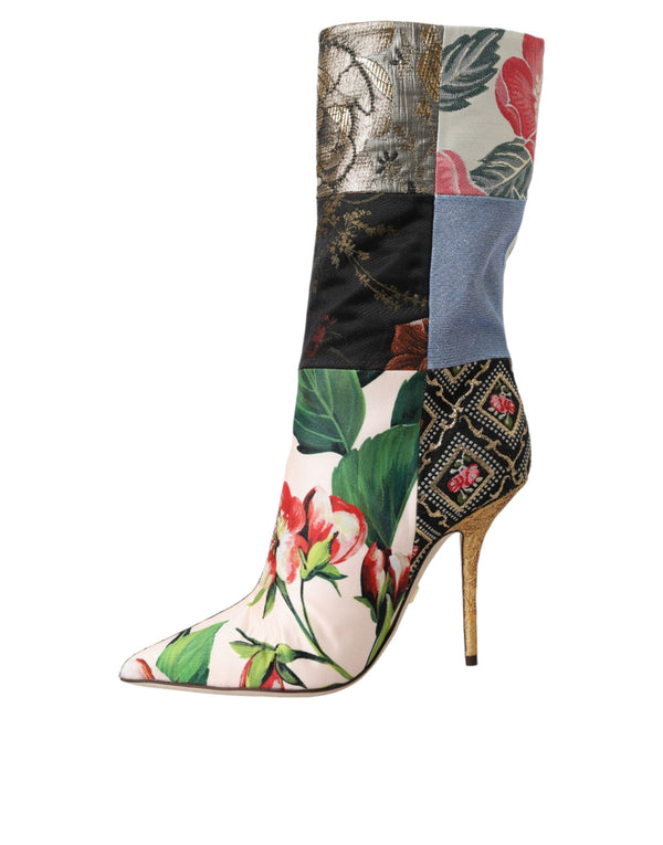 Multicolor Patchwork Print Absatzstiefel Schuhe