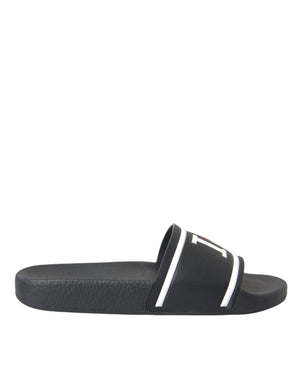 Schwarz Leder I Love D&G Sandalen Rutschen Schuhe