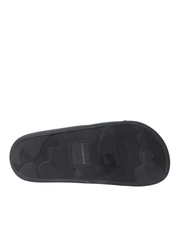 Schwarz Leder I Love D&G Sandalen Rutschen Schuhe