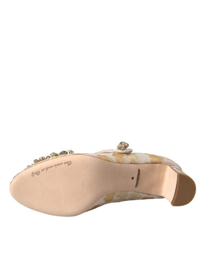 Gold Jacquard Kristall Mary Janes Pumps Schuhe