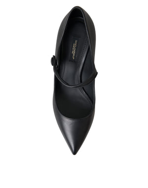 Schwarz Leder Logo Heels Mary Janes Pumps Schuhe