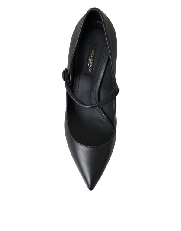Schwarz Leder Logo Heels Mary Janes Pumps Schuhe