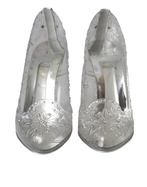 Klare florale Kristallabsätze CINDERELLA Schuhe