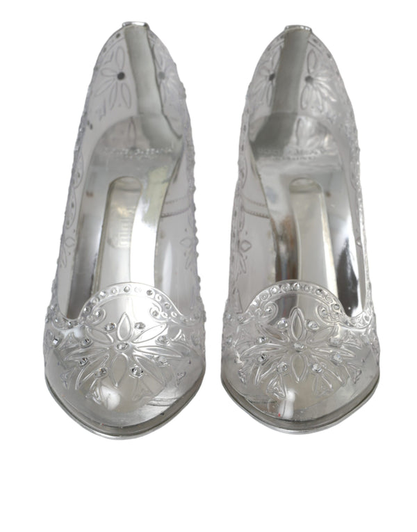 Klare florale Kristallabsätze CINDERELLA Schuhe