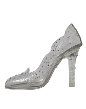 Klare florale Kristallabsätze CINDERELLA Schuhe