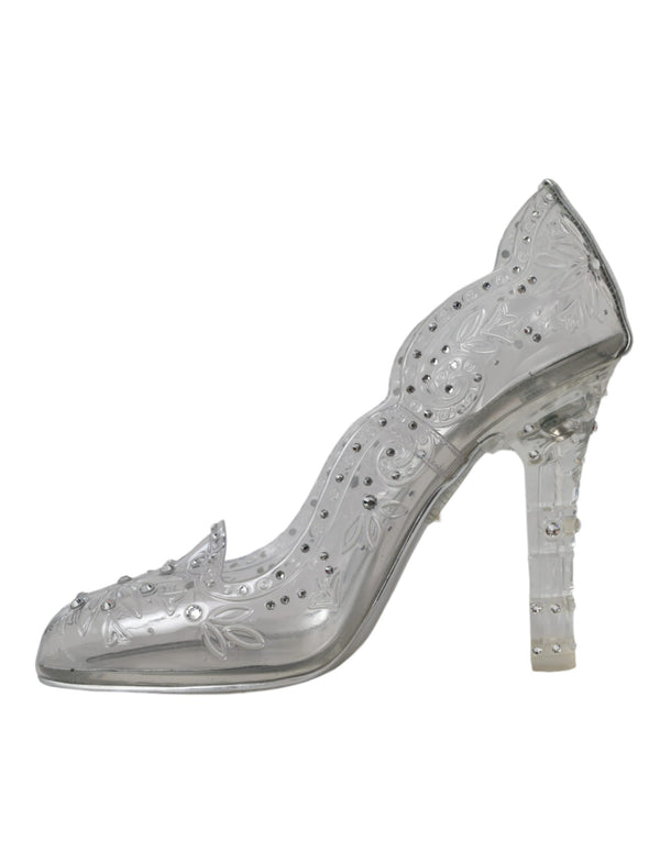 Klare florale Kristallabsätze CINDERELLA Schuhe
