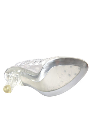 Klare florale Kristallabsätze CINDERELLA Schuhe