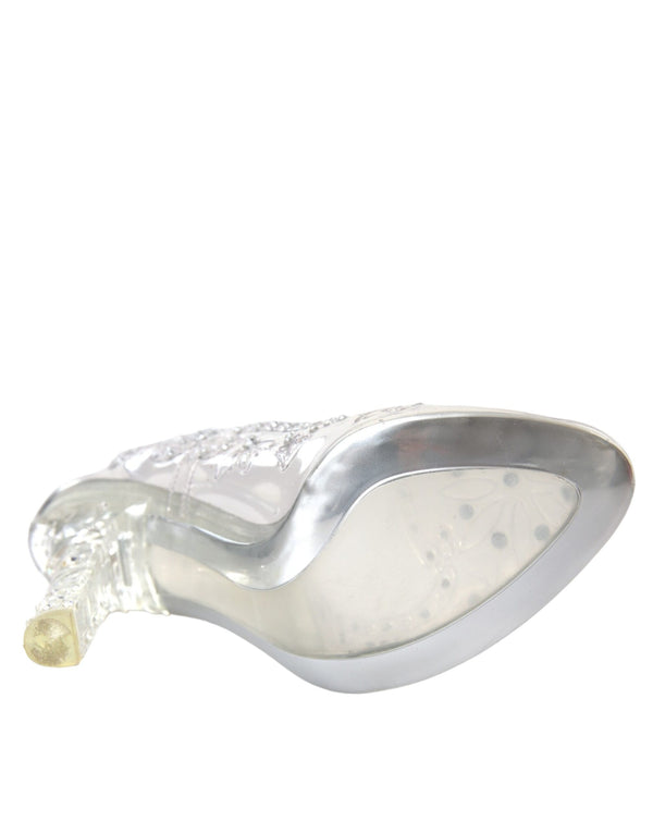 Klare florale Kristallabsätze CINDERELLA Schuhe