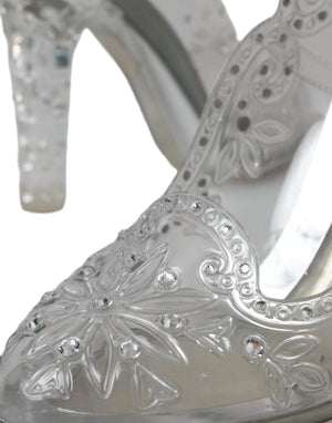 Klare florale Kristallabsätze CINDERELLA Schuhe