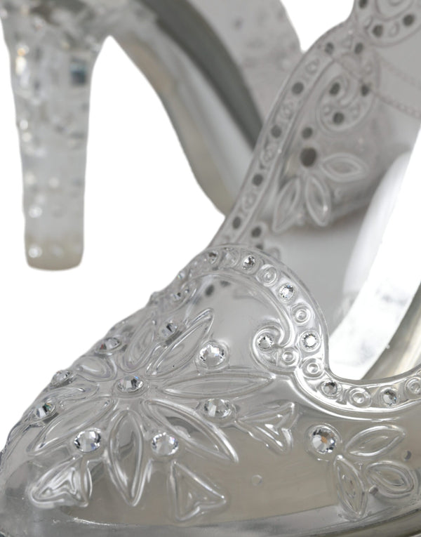 Klare florale Kristallabsätze CINDERELLA Schuhe