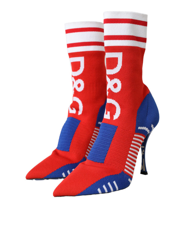 Rot Blau Stretch Socke Stil Ankle Stiefel Logo Schuhe