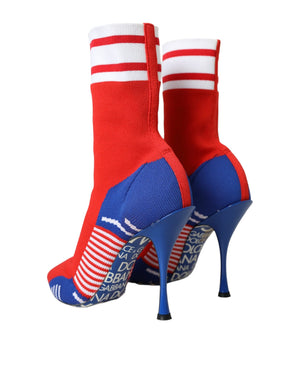 Rot Blau Stretch Socke Stil Ankle Stiefel Logo Schuhe