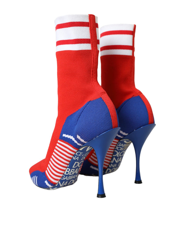 Rot Blau Stretch Socke Stil Ankle Stiefel Logo Schuhe