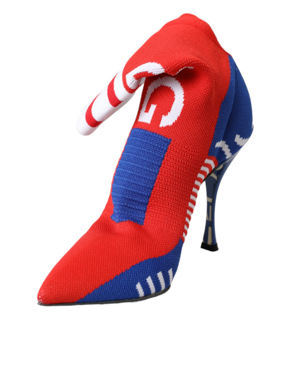 Rot Blau Stretch Socke Stil Ankle Stiefel Logo Schuhe