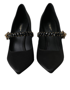 Schwarz Mary Jane Crystal Heels Pumps Schuhe