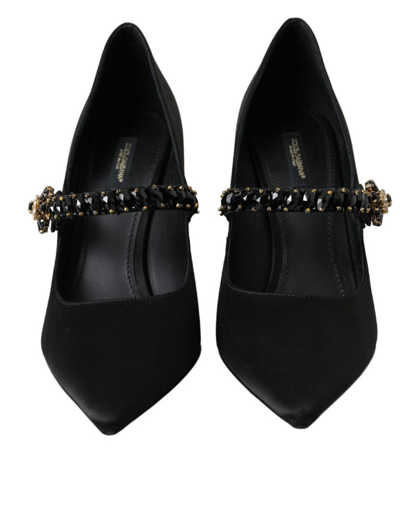 Schwarz Mary Jane Crystal Heels Pumps Schuhe