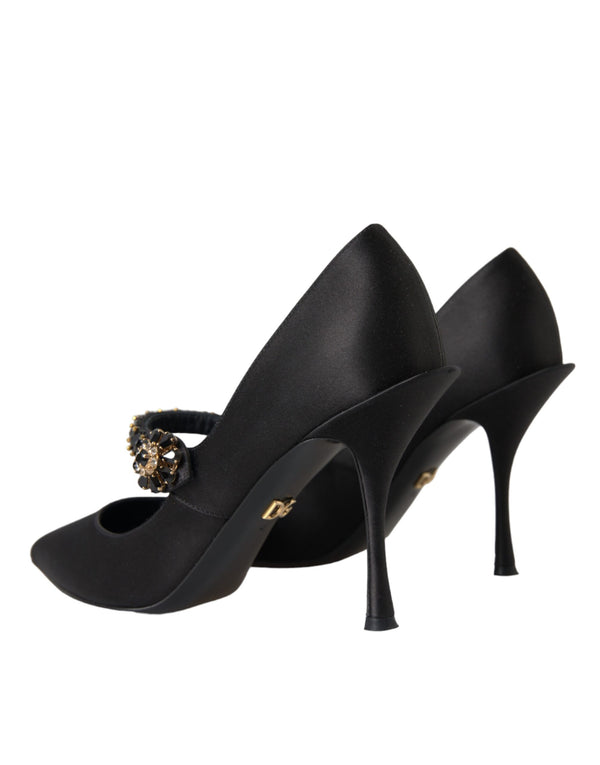 Schwarz Mary Jane Crystal Heels Pumps Schuhe