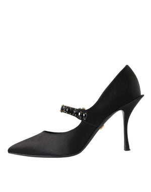 Schwarz Mary Jane Crystal Heels Pumps Schuhe
