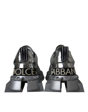 Silberne Leder Super Queen Sneakers Schuhe
