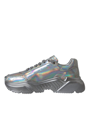 Silber schillernde DAYMASTER Leder Sneakers Schuhe