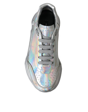 Silber schillernde DAYMASTER Leder Sneakers Schuhe