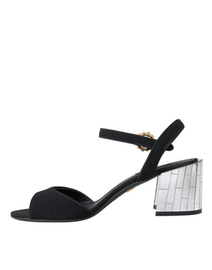 Schwarze Kristall-Knöchelriemen Keira Sandale Schuhe