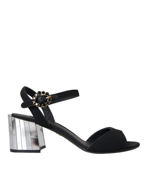Schwarze Kristall-Knöchelriemen Keira Sandale Schuhe