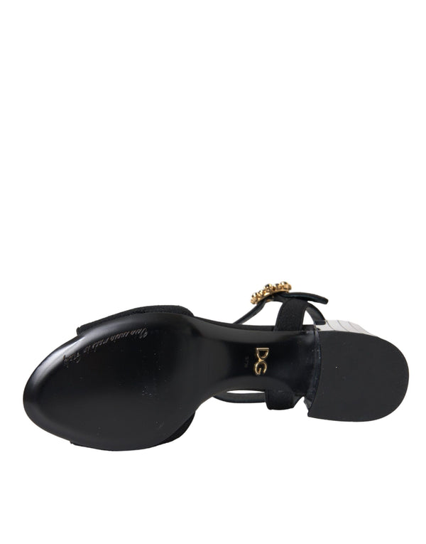 Schwarze Kristall-Knöchelriemen Keira Sandale Schuhe
