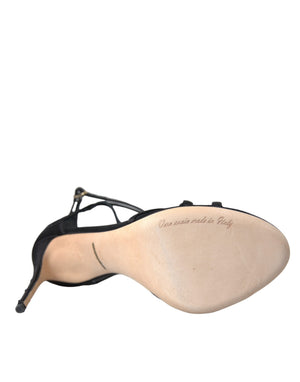 Schwarz Keira Satin Heels Sandalen Schuhe