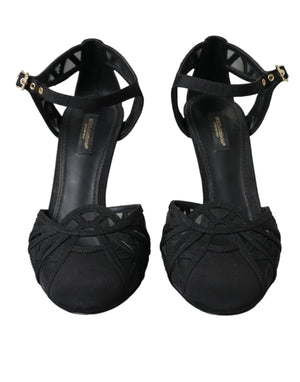 Schwarz Mesh Knöchelriemen Heels Sandalen Schuhe