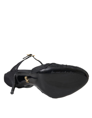 Schwarz Mesh Knöchelriemen Heels Sandalen Schuhe