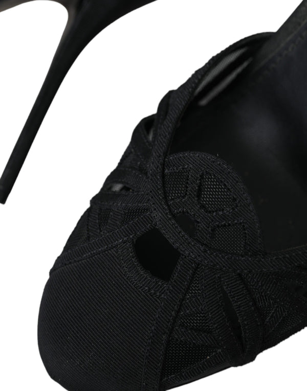 Schwarz Mesh Knöchelriemen Heels Sandalen Schuhe