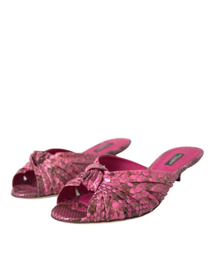 Rosa Exotische Leder Kitten Heels Rutschen Schuhe
