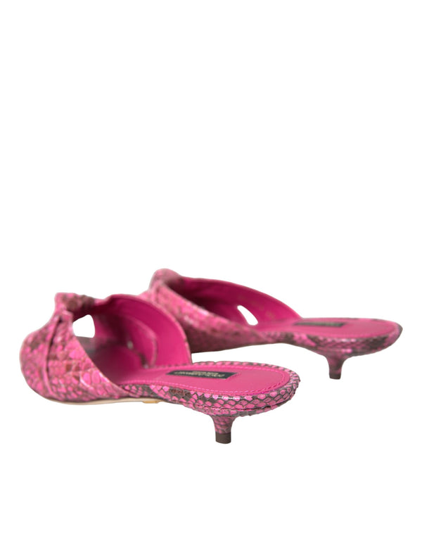 Rosa Exotische Leder Kitten Heels Rutschen Schuhe