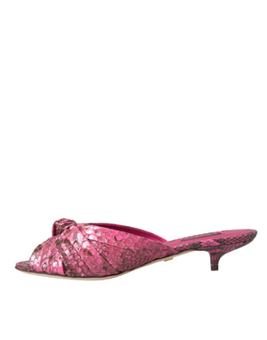 Rosa Exotische Leder Kitten Heels Rutschen Schuhe