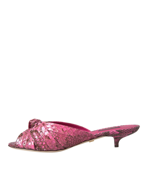 Rosa Exotische Leder Kitten Heels Rutschen Schuhe